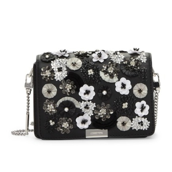 jade floral sequined leather clutch